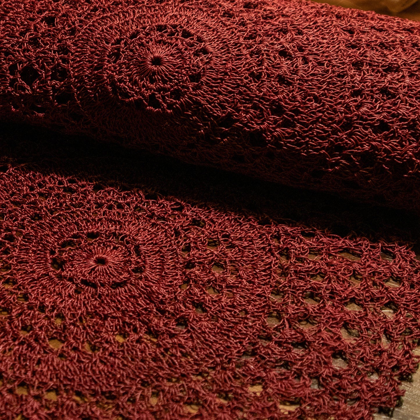 Zehra Handmade Crochet Placemats (Burgundy) | For Elegant Tablescaping & Home Décor