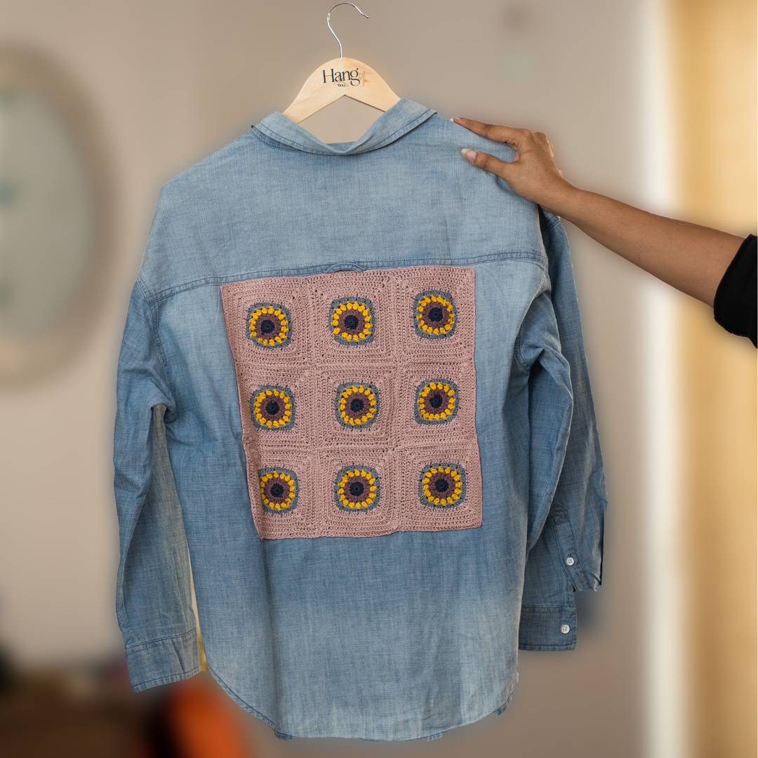 Handcrafted Crochet Patch on Denim | Upcycle & Repurpose