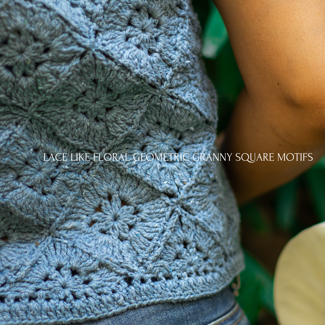 GHAZAL Crochet Crop Top | Handmade Boho Top in Recycled Denim Yarns