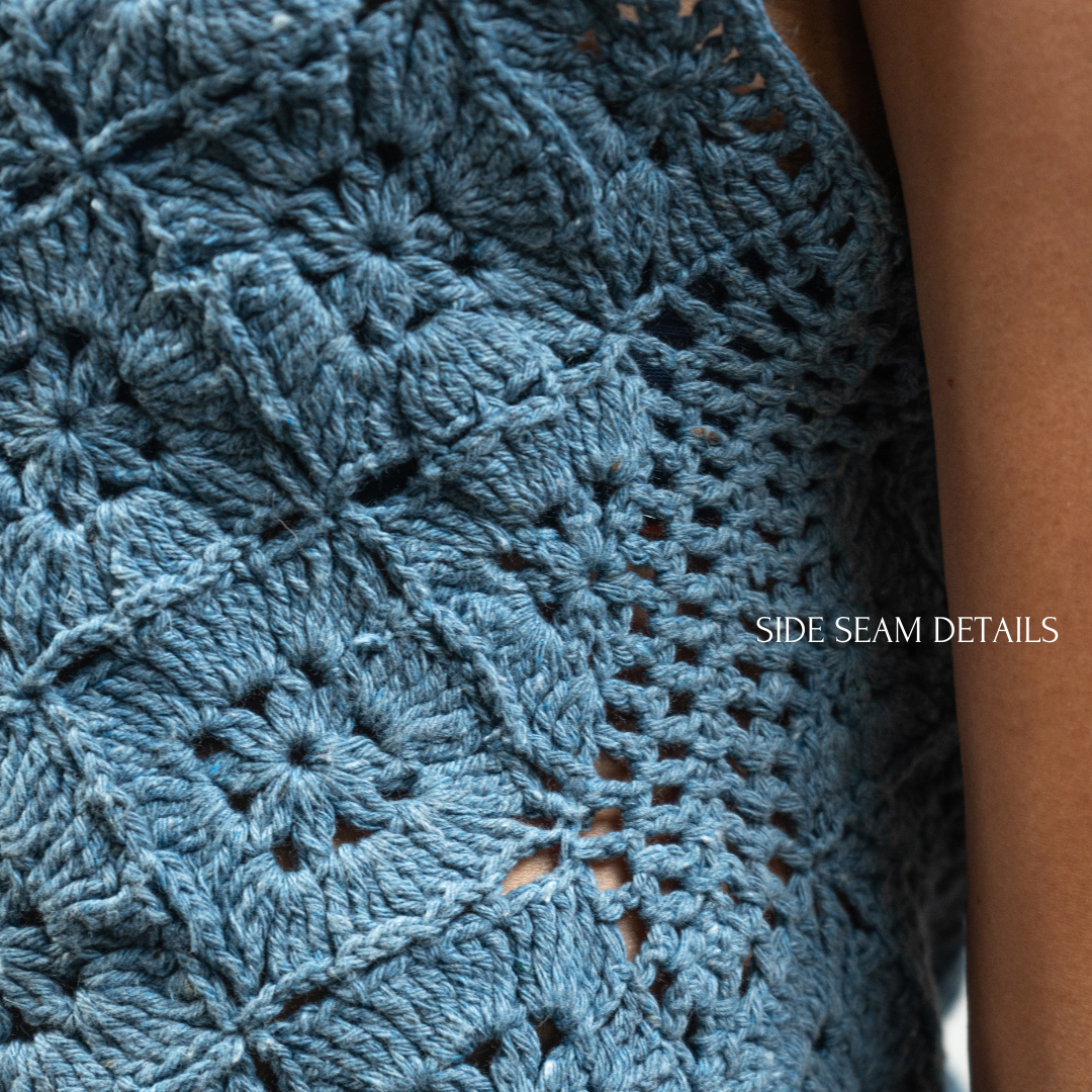 GHAZAL Crochet Crop Top | Handmade Boho Top in Recycled Denim Yarns