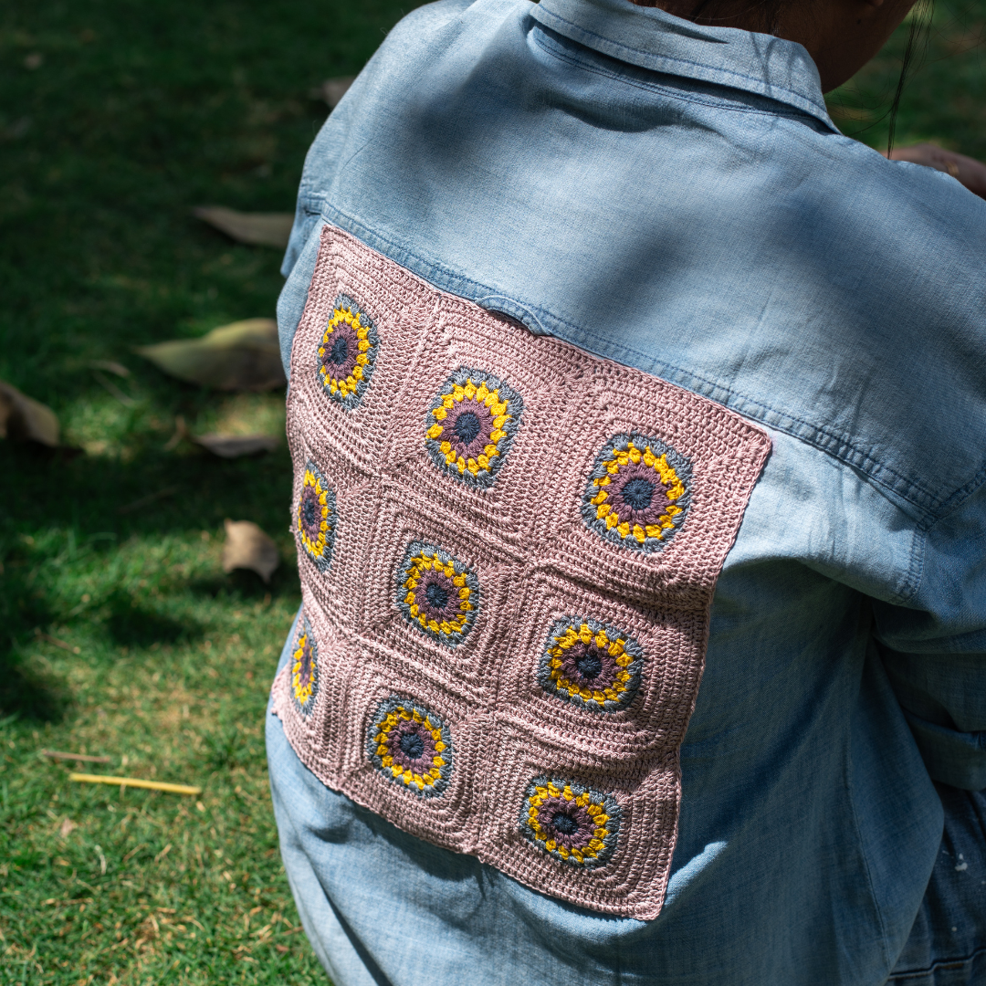 Handcrafted Crochet Patch on Denim | Upcycle & Repurpose