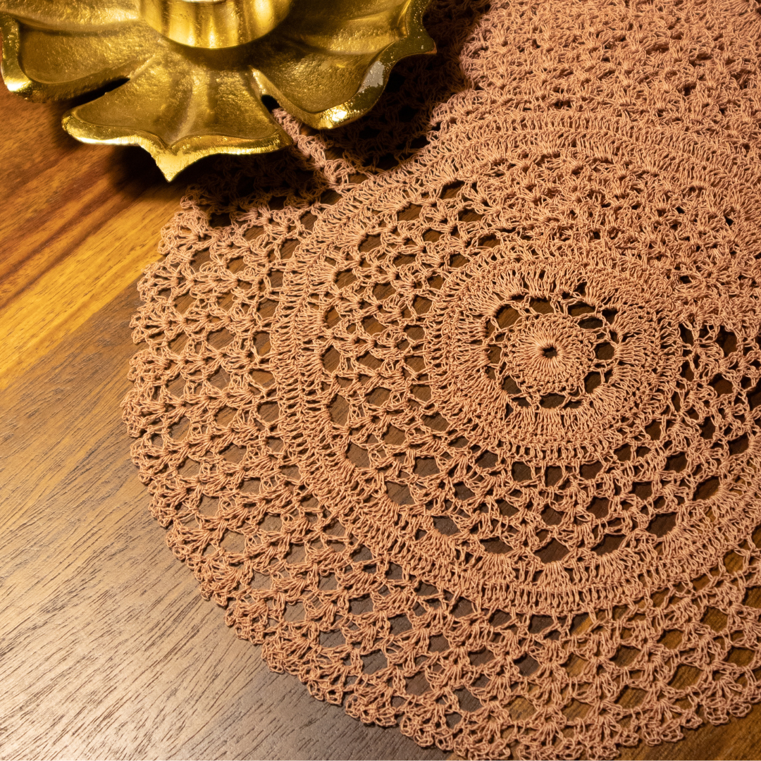 Zehra Handmade Crochet Placemats (Blush) | For Elegant Tablescaping & Home Décor
