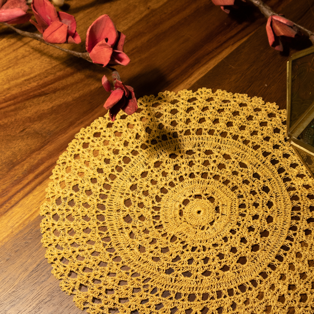 Zehra Handmade Crochet Placemats (Ochre) | For Elegant Tablescaping & Home Décor
