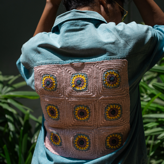Handcrafted Crochet Patch on Denim | Upcycle & Repurpose